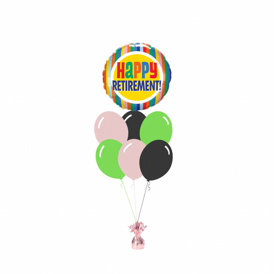 Happy Retirement Foil Balloon with 6 Plain Balloons