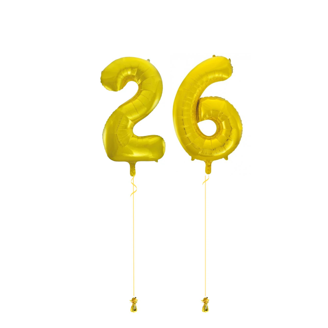 86cm Gold Helium Filled ‘26’ Numbers