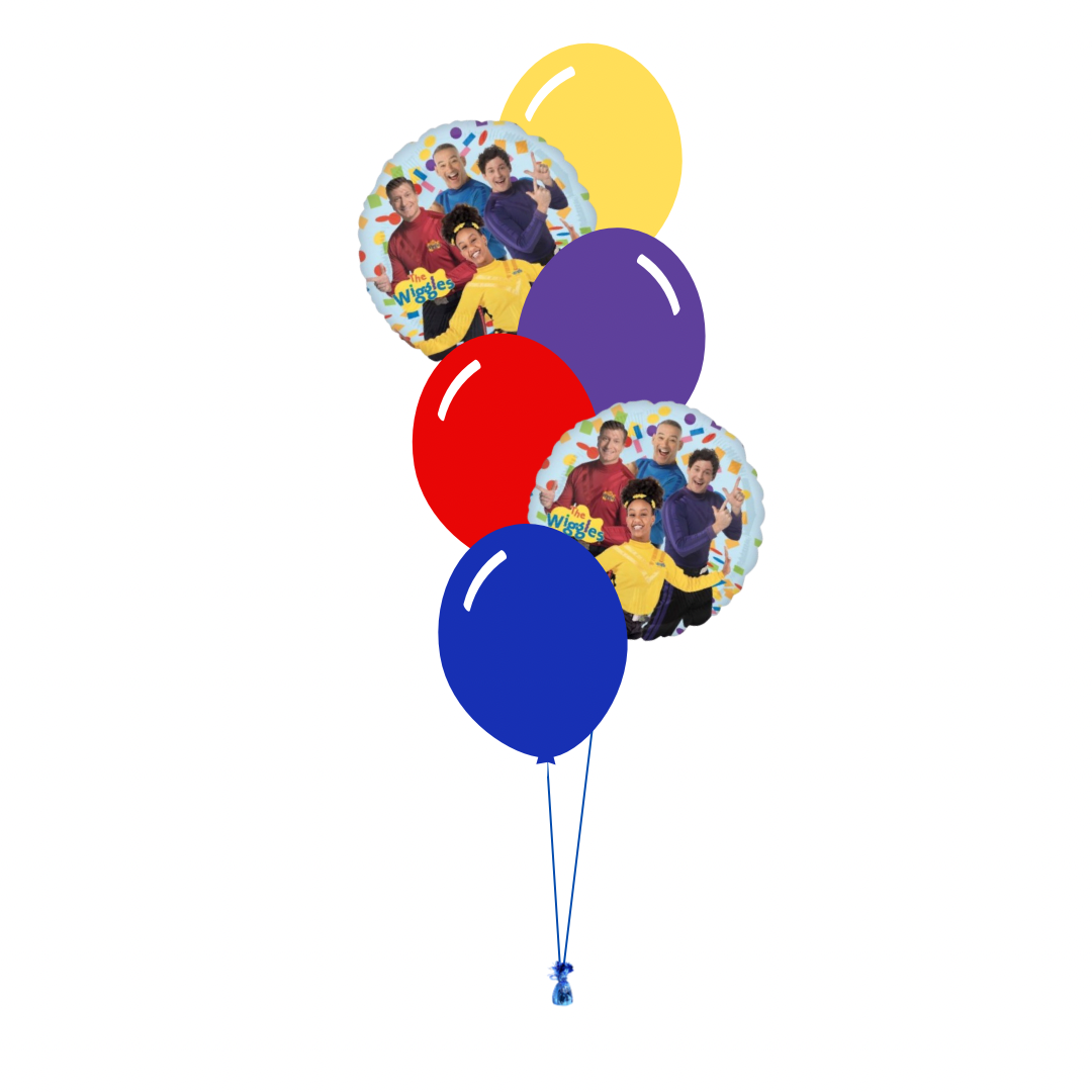 Wiggles Arrangement of 6 Balloons (4 Latex, 2 Foil with Hi-Float ...