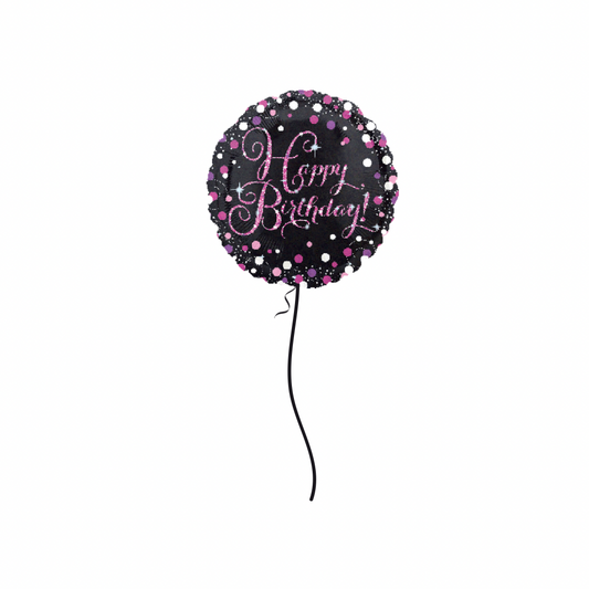 45cm Foil Sparkling Pink Happy Birthday Helium Filled Balloon