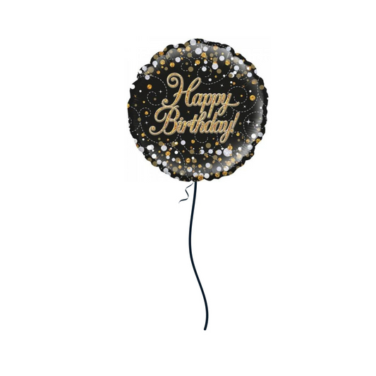 45cm Foil Sparkling Gold Happy Birthday Helium Filled Balloon