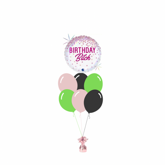 Birthday B*tch Foil Balloon with 6 Plain Balloons
