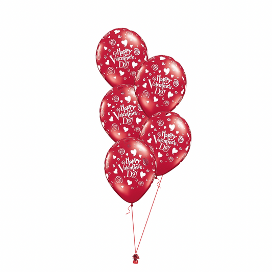 Happy Valentines Day Arrangement of 5 Helium Balloons