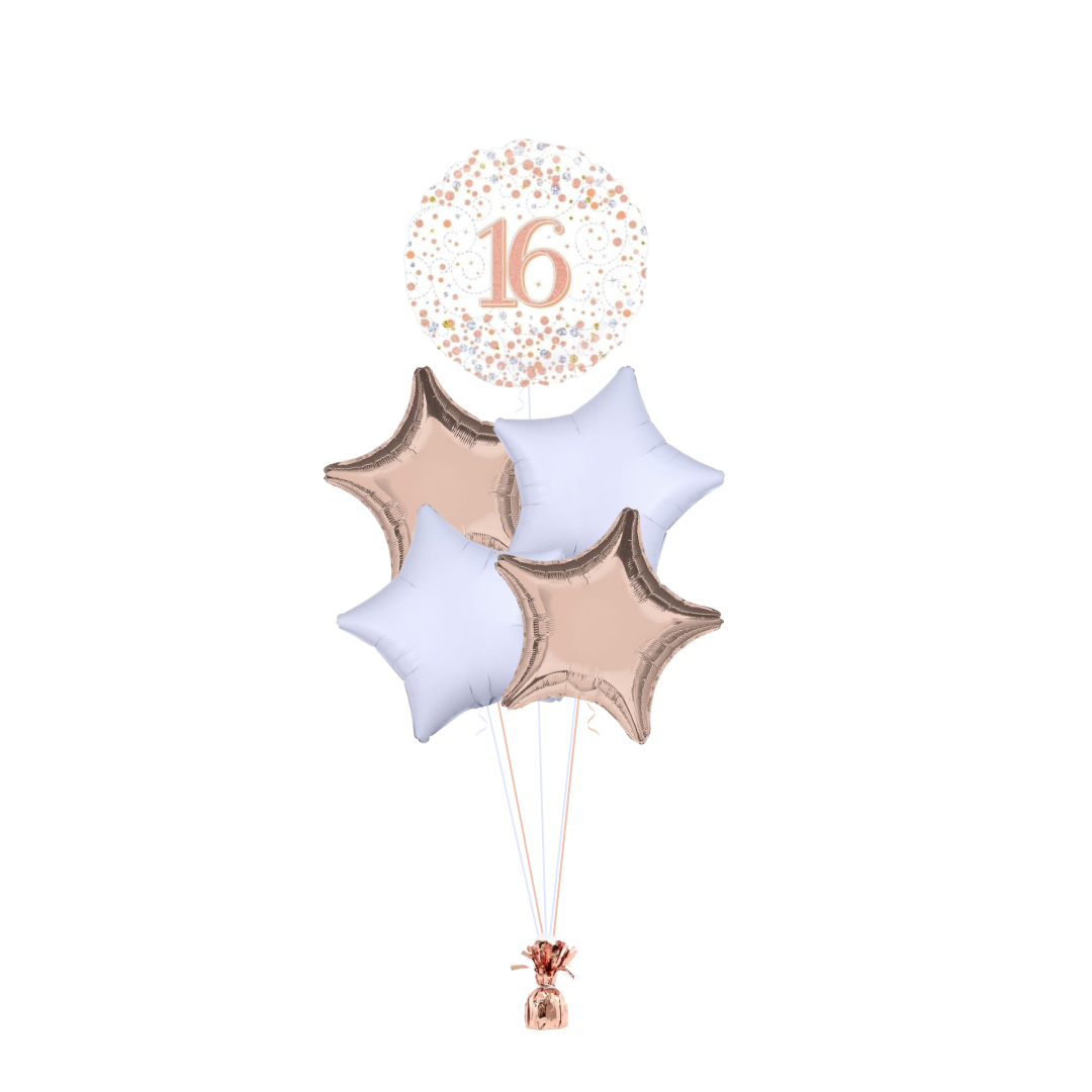 Rose Gold 16th Birthday Balloon Bouquet