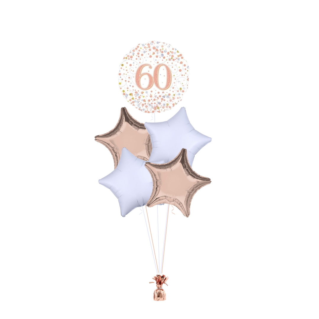 Rose Gold 60th Birthday Balloon Bouquet