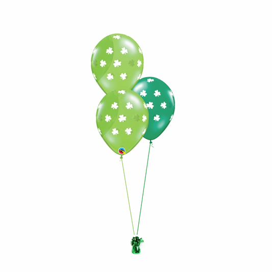 St Patrick’s Shamrock Arrangement of 3 Helium Balloons