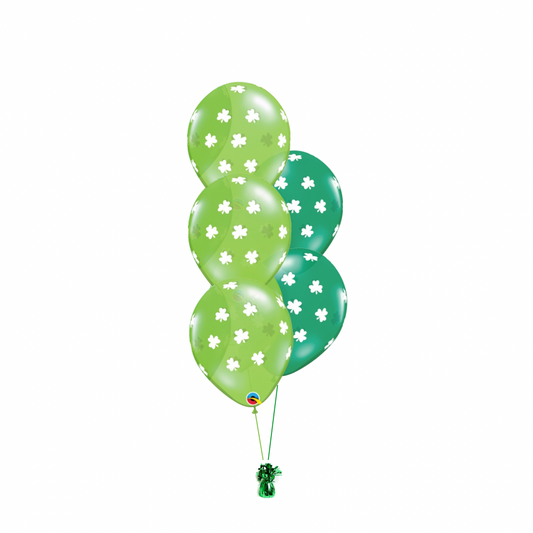 St Patrick’s Day Shamrock Arrangement of 5 Helium Balloons