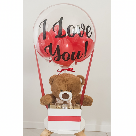 I love you Teddy Balloon Gift Box