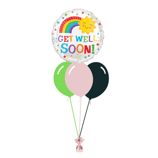 Get Well Soon Foil Balloon with 3 Plain Balloons