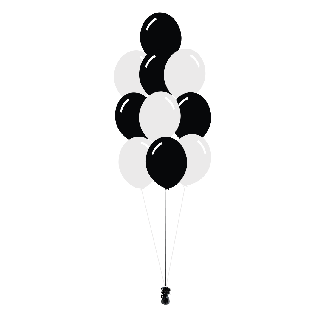 AFL: Collingwood Magpies Arrangement of 10 Balloons - Floor Length