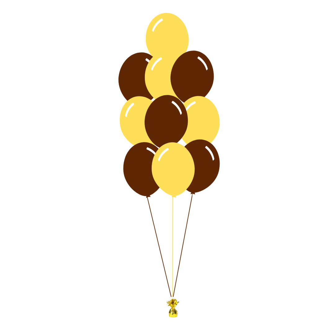 AFL: Hawthorn Arrangement of 10 Balloons - Floor Length