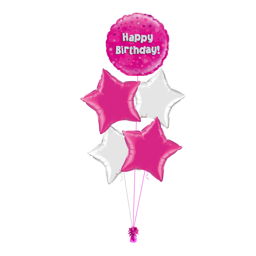 Pink Happy Birthday Balloon Bouquet