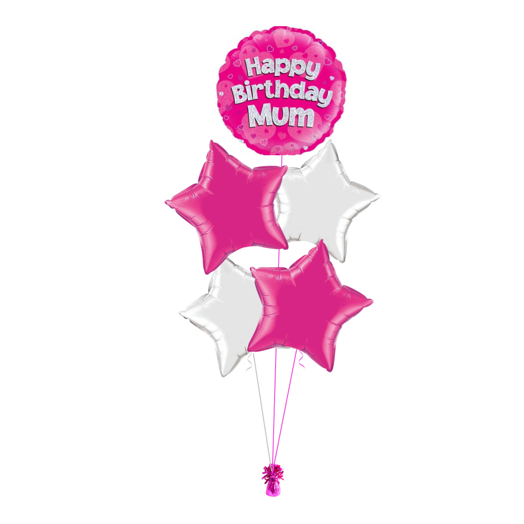 Pink Happy Birthday Mum Balloon Bouquet