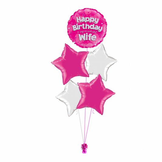 Pink Happy Birthday Wife Balloon Bouquet