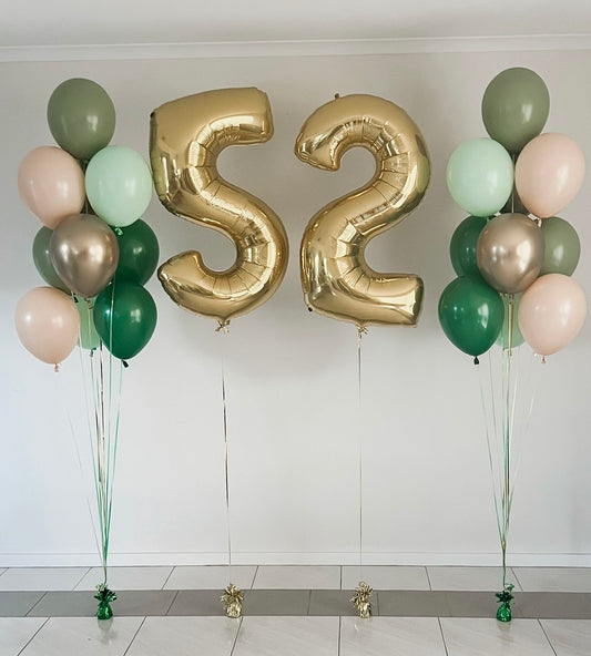 BUNDLE #2: x2 Arrangements of 10 Balloons + 2 86cm Foil Numbers Helium Filled - Floor Length