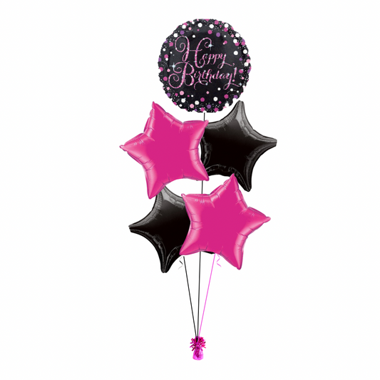 Sparkling Pink Happy Birthday Balloon Bouquet