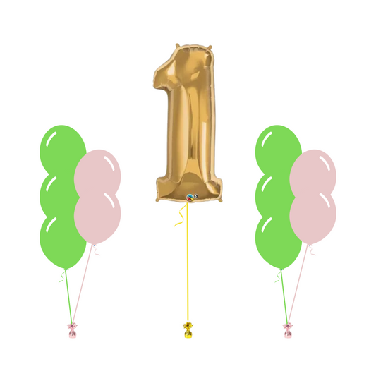 BUNDLE #4: x2 Arrangements of 5 Balloons + 1 86cm Foil Number - Helium Filled