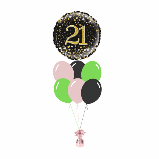 21st Birthday Foil Balloon with 6 Plain Balloons