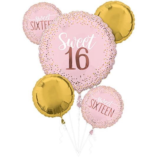 Blush Sixteen (16) Foil Balloon Bouquet - Floor Length