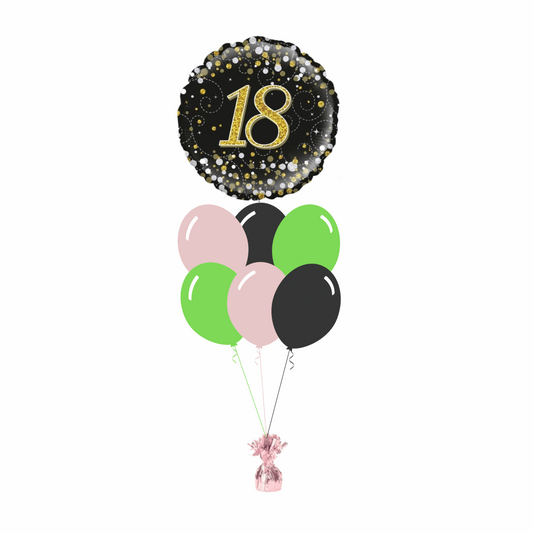 18th Birthday Foil Balloon with 6 Plain Balloons