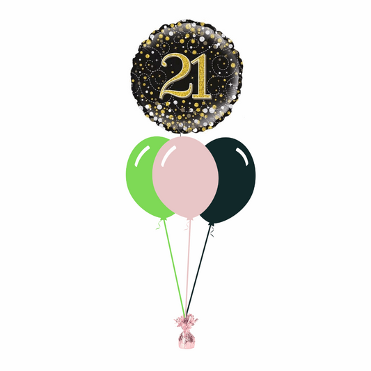 21st Birthday Foil Balloon with 3 Plain Balloons