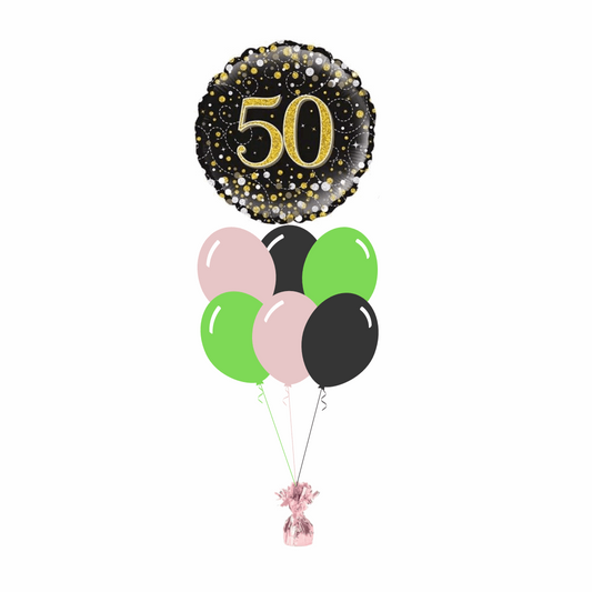 50th Birthday Foil Balloon with 6 Plain Balloons