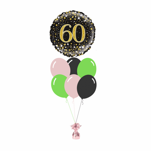60th Birthday Foil Balloon with 6 Plain Balloons