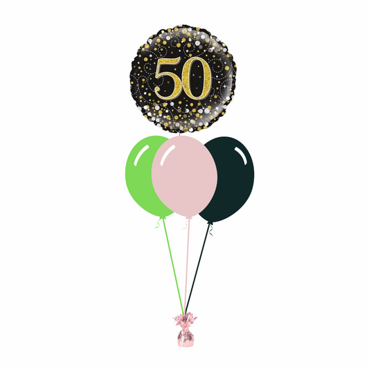50th Birthday Foil Balloon with 3 Plain Balloons