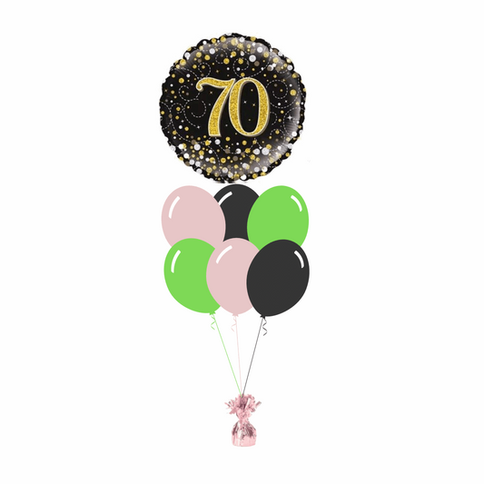 70th Birthday Foil Balloon with 6 Plain Balloons