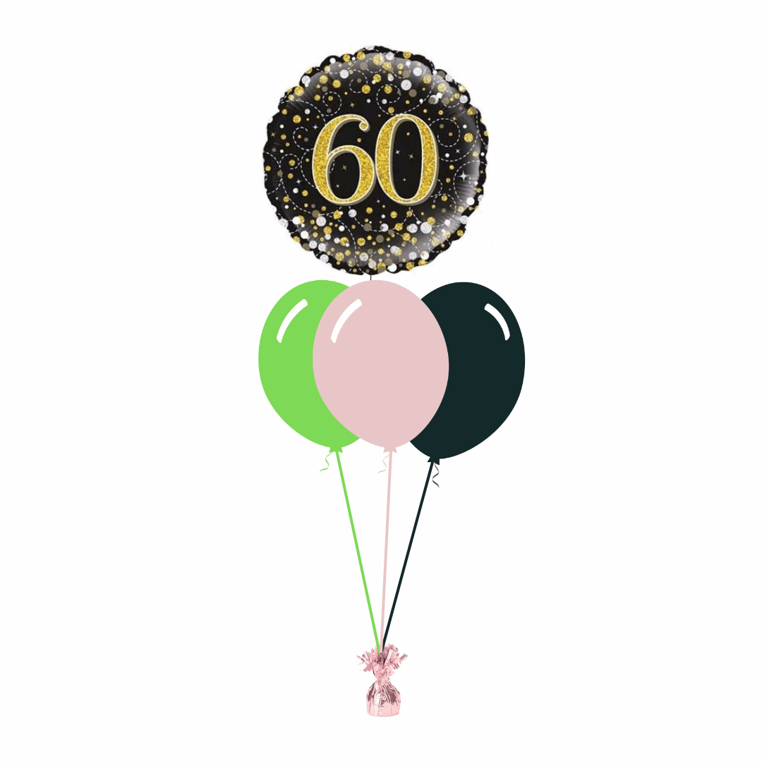 60th Birthday Foil Balloon with 3 Plain Balloons – BALLOONS2U