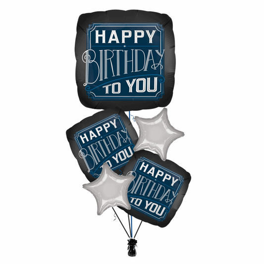Happy Birthday Blue Foil Balloon Bouquet