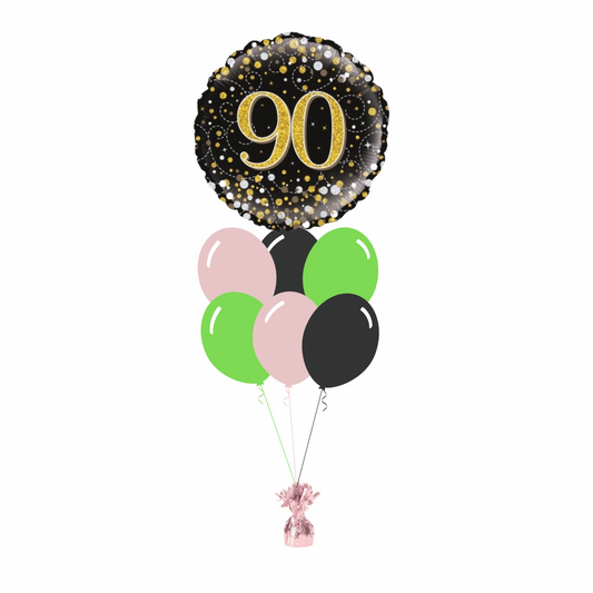 90th Birthday Foil Balloon with 6 Plain Balloons