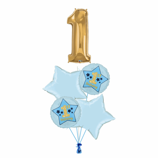 Happy 1st (First) Birthday Blue Balloon Bouquet